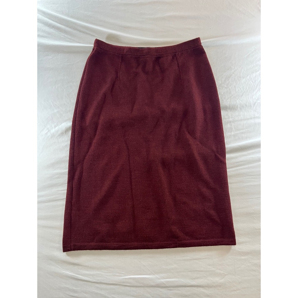 Peruvian Connection Burgundy Baby Alpaca Pima Cotton Wool Knit Midi Skirt L